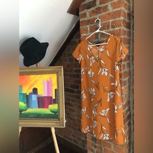A New Day Orange Floral Dress Size S